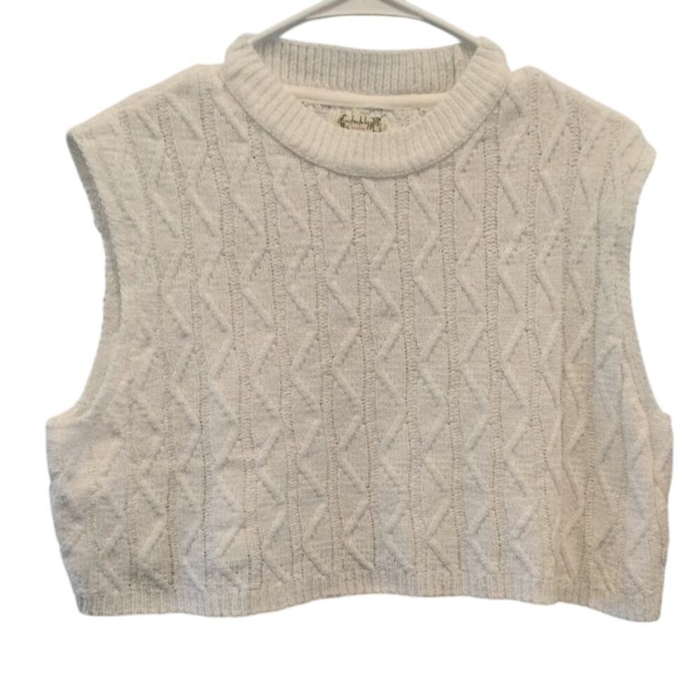 Free People Womens Cropped Sweater Top Size XS White Intimately Coastal Beachy
